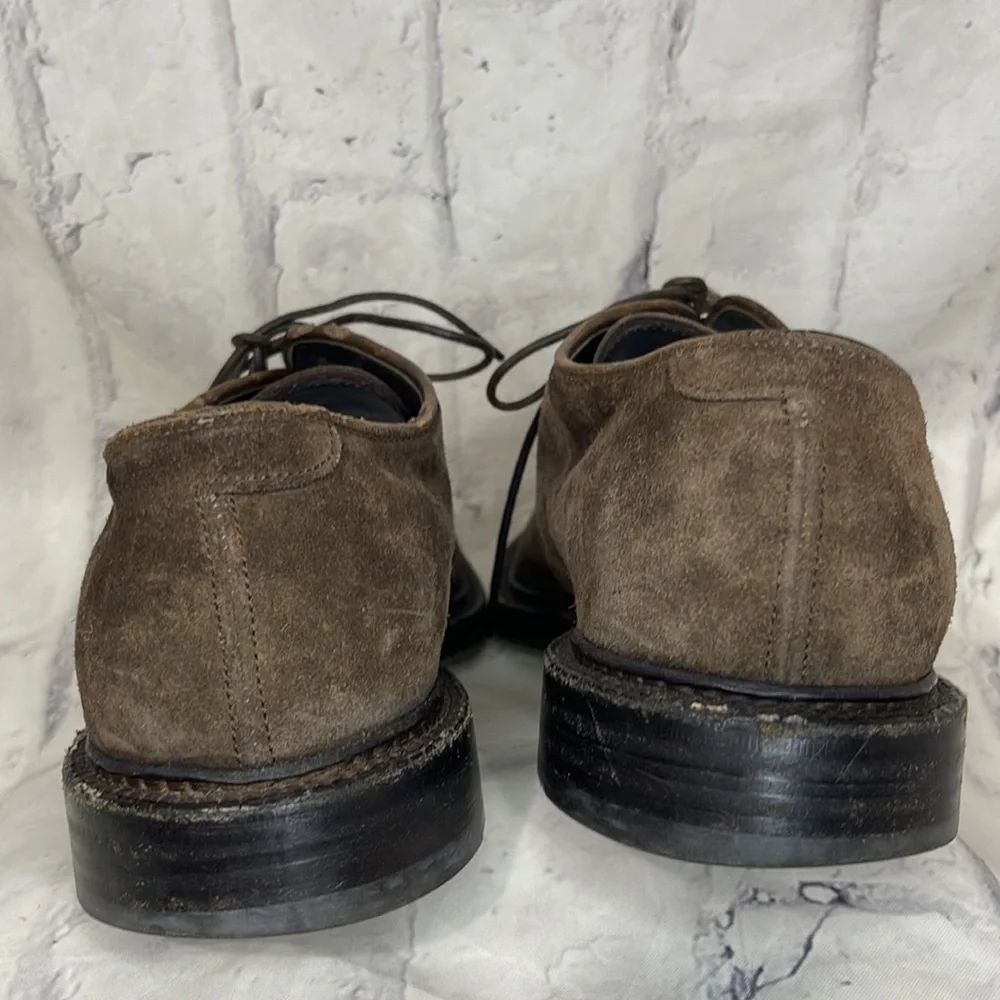 Boglioli Suede Derby Shoes Lace Up Brown Suede Stacked Heel